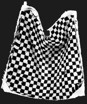 Parameterised geometry of hanging cloth with checkered texture